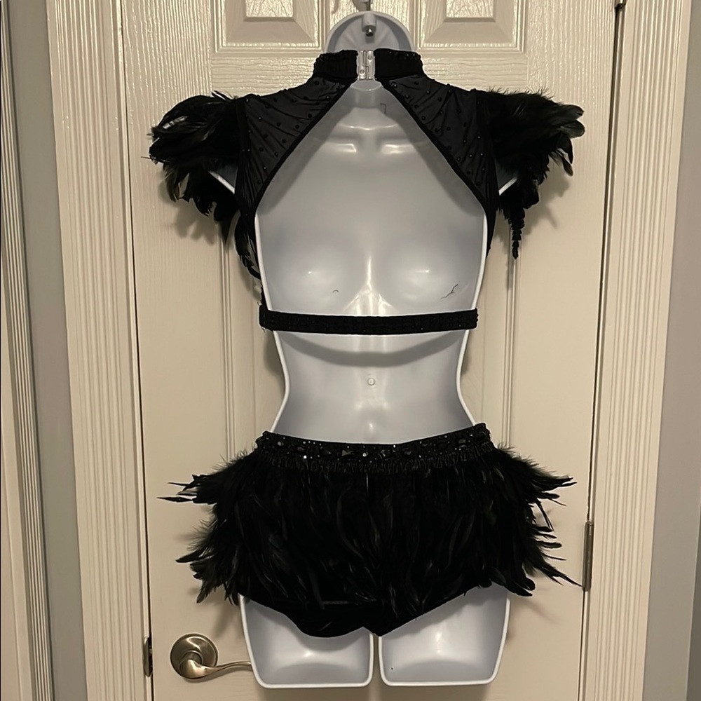 Glamour Black Feathered Costume - Picture 9 of 14